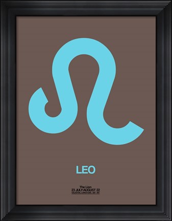 Framed Leo Zodiac Sign Blue Print