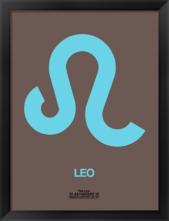 Framed Leo Zodiac Sign Blue Print