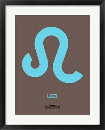 Framed Leo Zodiac Sign Blue Print