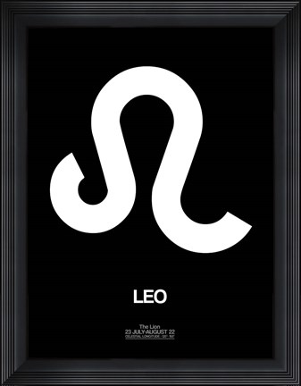 Framed Leo Zodiac Sign White Print