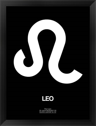 Framed Leo Zodiac Sign White Print
