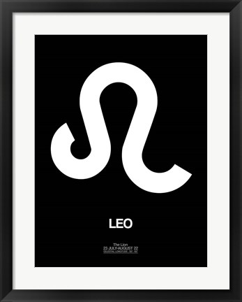 Framed Leo Zodiac Sign White Print