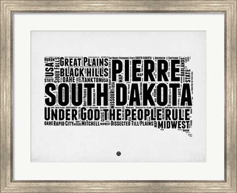 Framed South Dakota Word Cloud 1 Print
