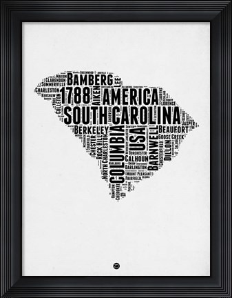 Framed South Carolina Word Cloud 1 Print