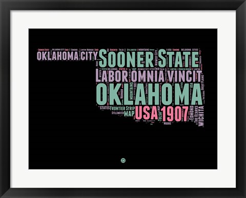 Framed Oklahoma Word Cloud 1 Print