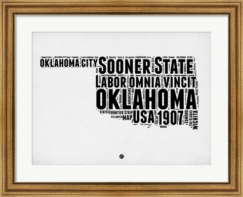 Framed Oklahoma Word Cloud 2 Print