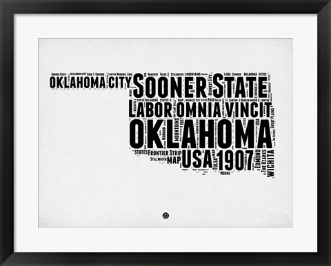 Framed Oklahoma Word Cloud 2 Print