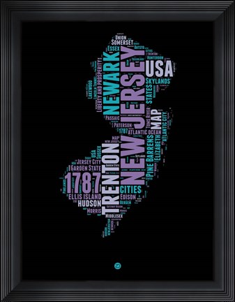 Framed New Jersey Word Cloud 1 Print