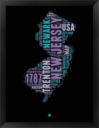 Framed New Jersey Word Cloud 1 Print