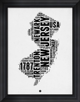 Framed New Jersey Word Cloud 2 Print