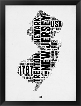 Framed New Jersey Word Cloud 2 Print