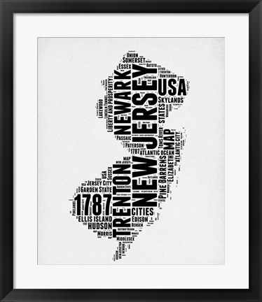 Framed New Jersey Word Cloud 2 Print