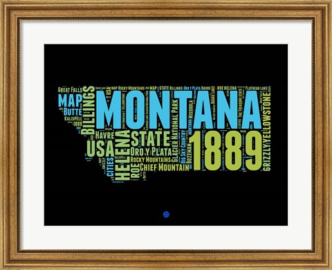 Framed Montana Word Cloud 1 Print