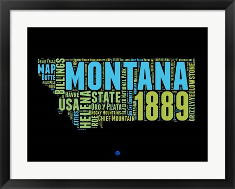 Framed Montana Word Cloud 1 Print