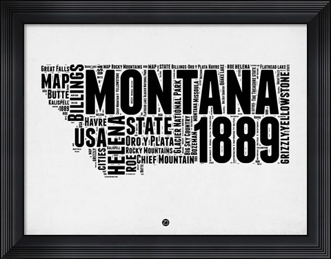 Framed Montana Watercolor Word Cloud Print
