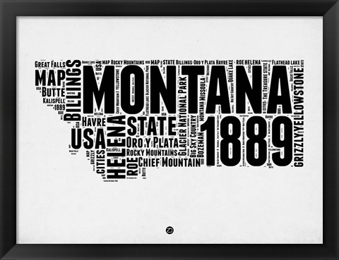 Framed Montana Watercolor Word Cloud Print