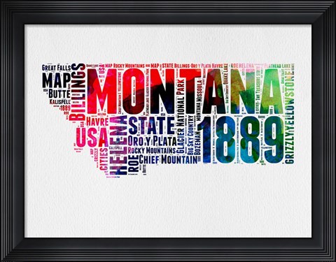 Framed Montana Word Cloud 2 Print