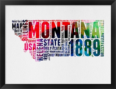 Framed Montana Word Cloud 2 Print