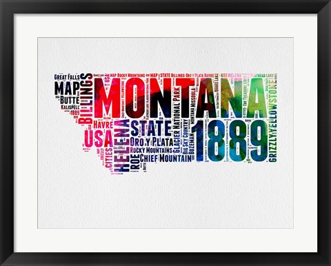 Framed Montana Word Cloud 2 Print