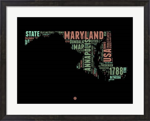 Framed Maryland Word Cloud 1 Print