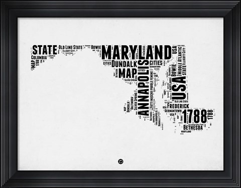 Framed Maryland Word Cloud 2 Print