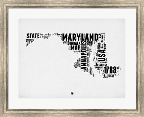 Framed Maryland Word Cloud 2 Print