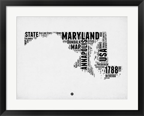 Framed Maryland Word Cloud 2 Print