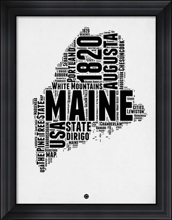 Framed Maine Word Cloud 2 Print