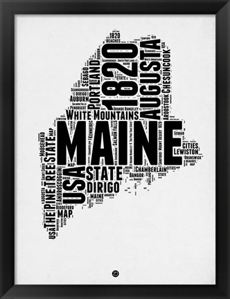 Framed Maine Word Cloud 2 Print