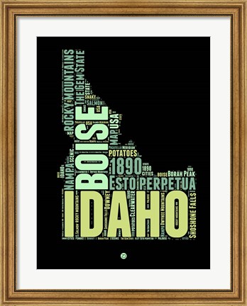 Framed Idaho Word Cloud 1 Print