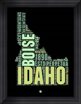 Framed Idaho Word Cloud 1 Print