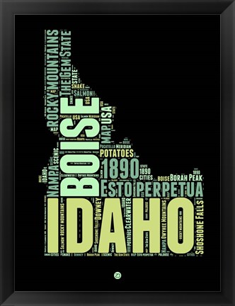 Framed Idaho Word Cloud 1 Print