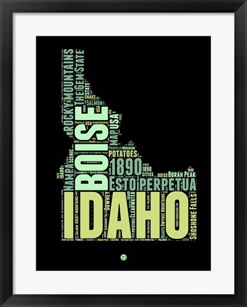 Framed Idaho Word Cloud 1 Print