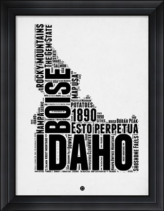 Framed Idaho Word Cloud 2 Print