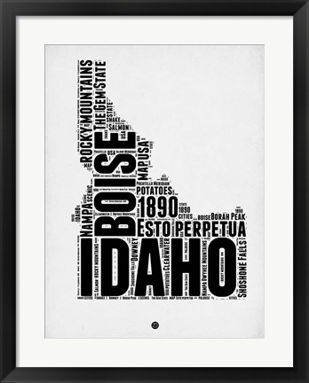 Framed Idaho Word Cloud 2 Print