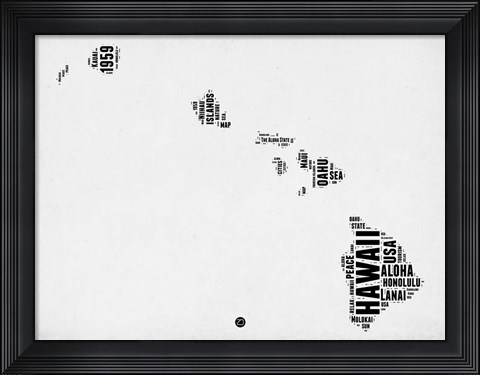 Framed Hawaii Word Cloud 2 Print