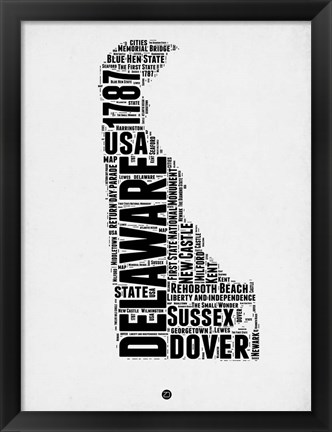 Framed Delaware Word Cloud 2 Print