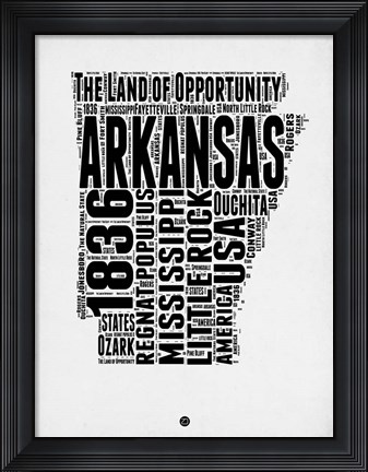 Framed Arkansas Word Cloud 2 Print