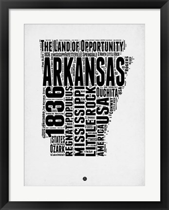 Framed Arkansas Word Cloud 2 Print