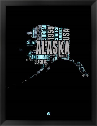 Framed Alaska Word Cloud 1 Print