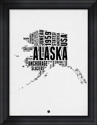 Framed Alaska Word Cloud 2 Print