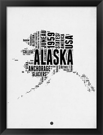 Framed Alaska Word Cloud 2 Print