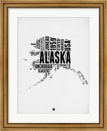 Framed Alaska Word Cloud 2 Print