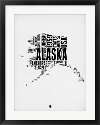 Framed Alaska Word Cloud 2 Print