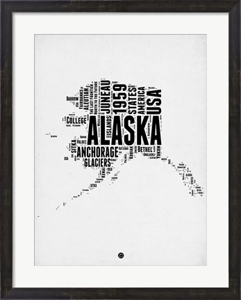 Framed Alaska Word Cloud 2 Print