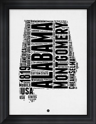 Framed Alabama Word Cloud 2 Print