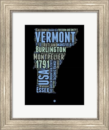 Framed Vermont Word Cloud 1 Print