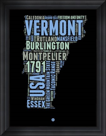 Framed Vermont Word Cloud 1 Print