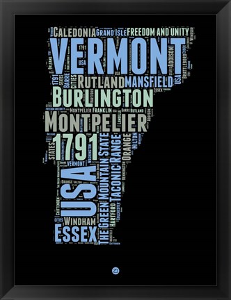 Framed Vermont Word Cloud 1 Print