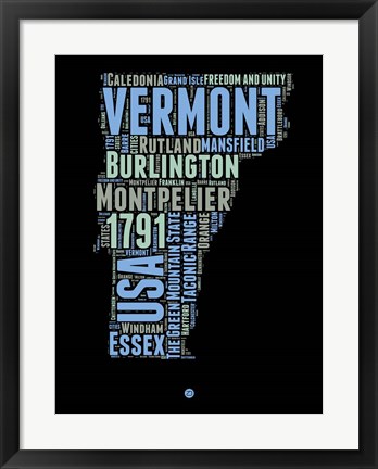 Framed Vermont Word Cloud 1 Print